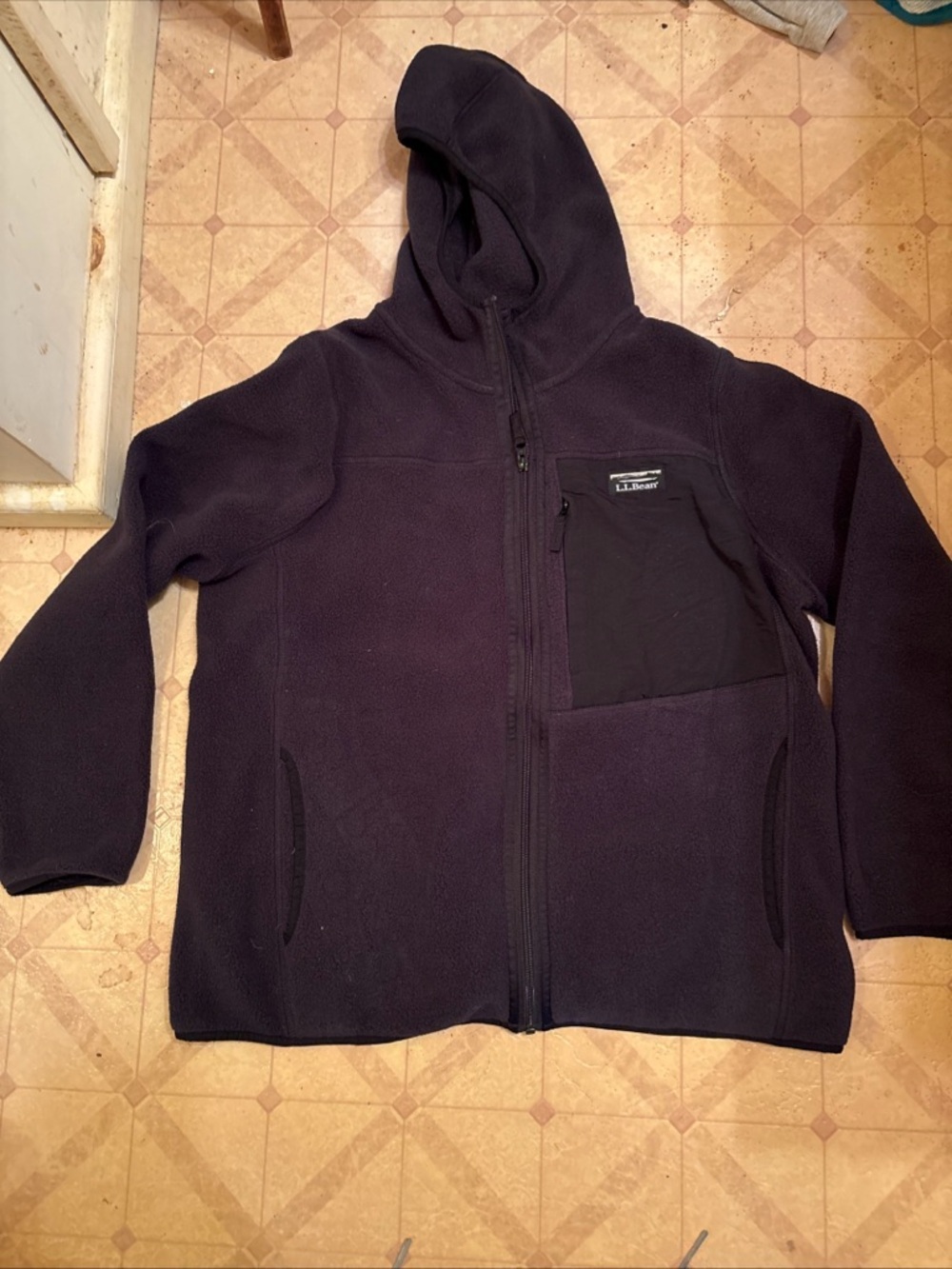 L.L. Bean Dark Navy Hooded Fleece Zip Jacket size XLP